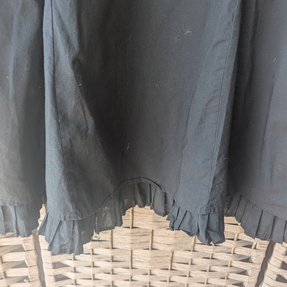Gap Mini Dress Black Ruffle Hem Adjustable Straps Cotton Aline Sz 8 LBD Casual - Picture 5 of 11